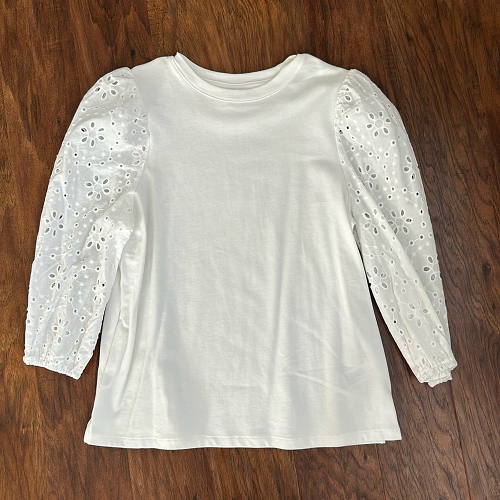 A New Day white Eyelet Blouse